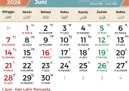 Kalender Juni 2026: Tanggal Merah, Libur Nasional, dan Hari Besar