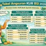 Tabel KUR BSI Mei 2026: Simulasi Cicilan Pinjaman Rp1 Juta hingga Rp100 Juta